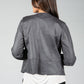 Vintage Faux Leather Biker Jacket in Charcoal Grey