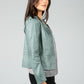 Vintage Faux Leather Biker Jacket in Sage