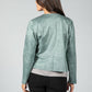 Vintage Faux Leather Biker Jacket in Sage