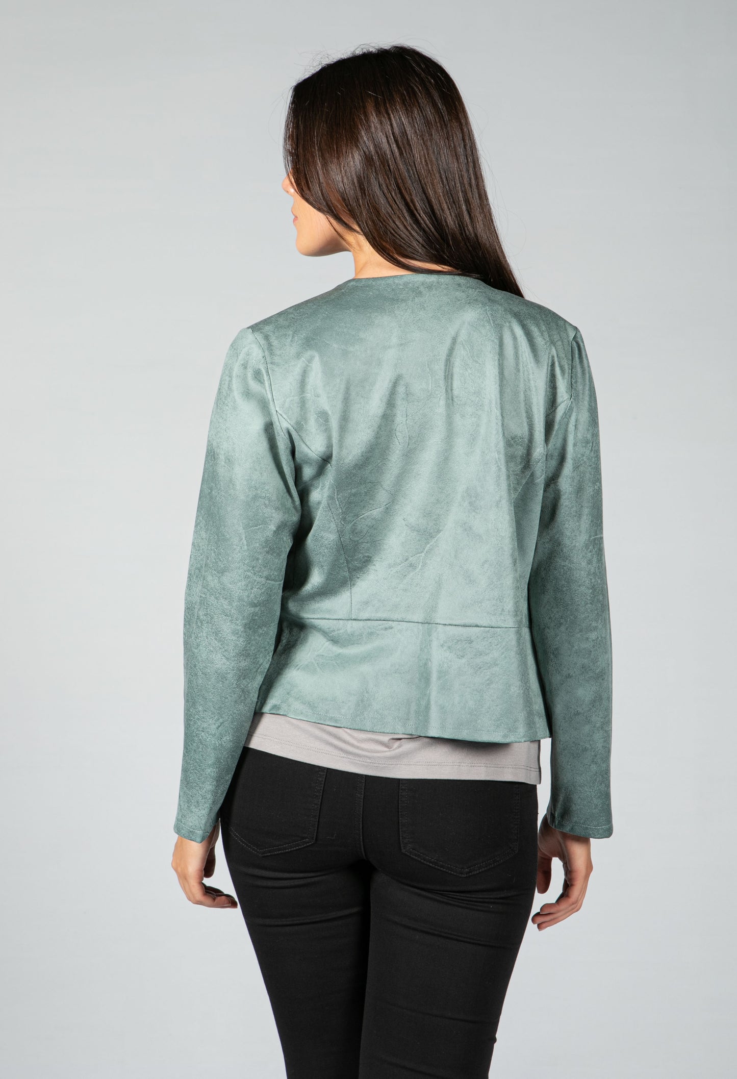 Vintage Faux Leather Biker Jacket in Sage