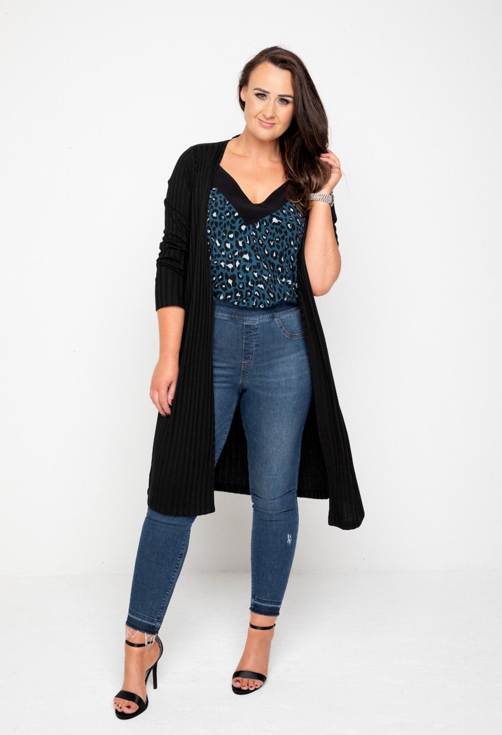 LONGLINE CARDIGAN In Black