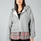 ZIP UP HOODIE WITH TARTEN UNDERLAY IN GREY