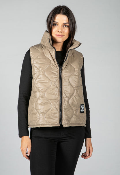 Quilted Gilet in Beige