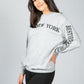 NEW YORK VARSITY CREW NECK JUMPER IN GREY