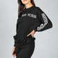 NEW YORK VARSITY CREW NECK JUMPER IN BLACK