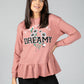 PAMELA SCOTT CREW NECK GRAPHIC JUMPER IN BLUSH