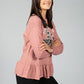 PAMELA SCOTT CREW NECK GRAPHIC JUMPER IN BLUSH