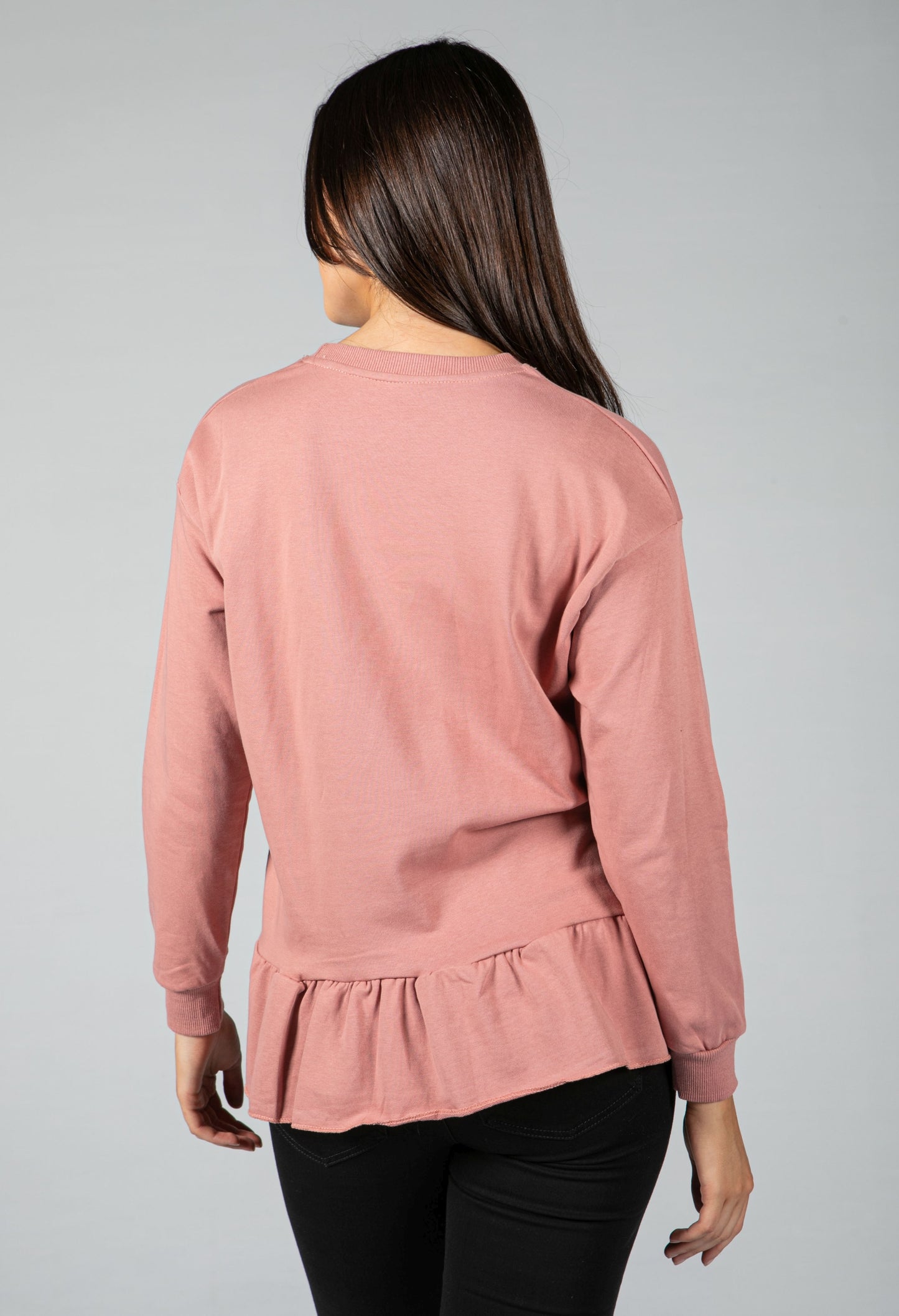 PAMELA SCOTT CREW NECK GRAPHIC JUMPER IN BLUSH