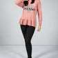 PAMELA SCOTT CREW NECK GRAPHIC JUMPER IN BLUSH