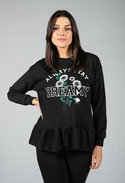 PAMELA SCOTT CREW NECK GRAPHIC JUMPER