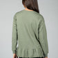 PAMELA SCOTT CREW NECK GRAPHIC JUMPER IN MOSS GREEN