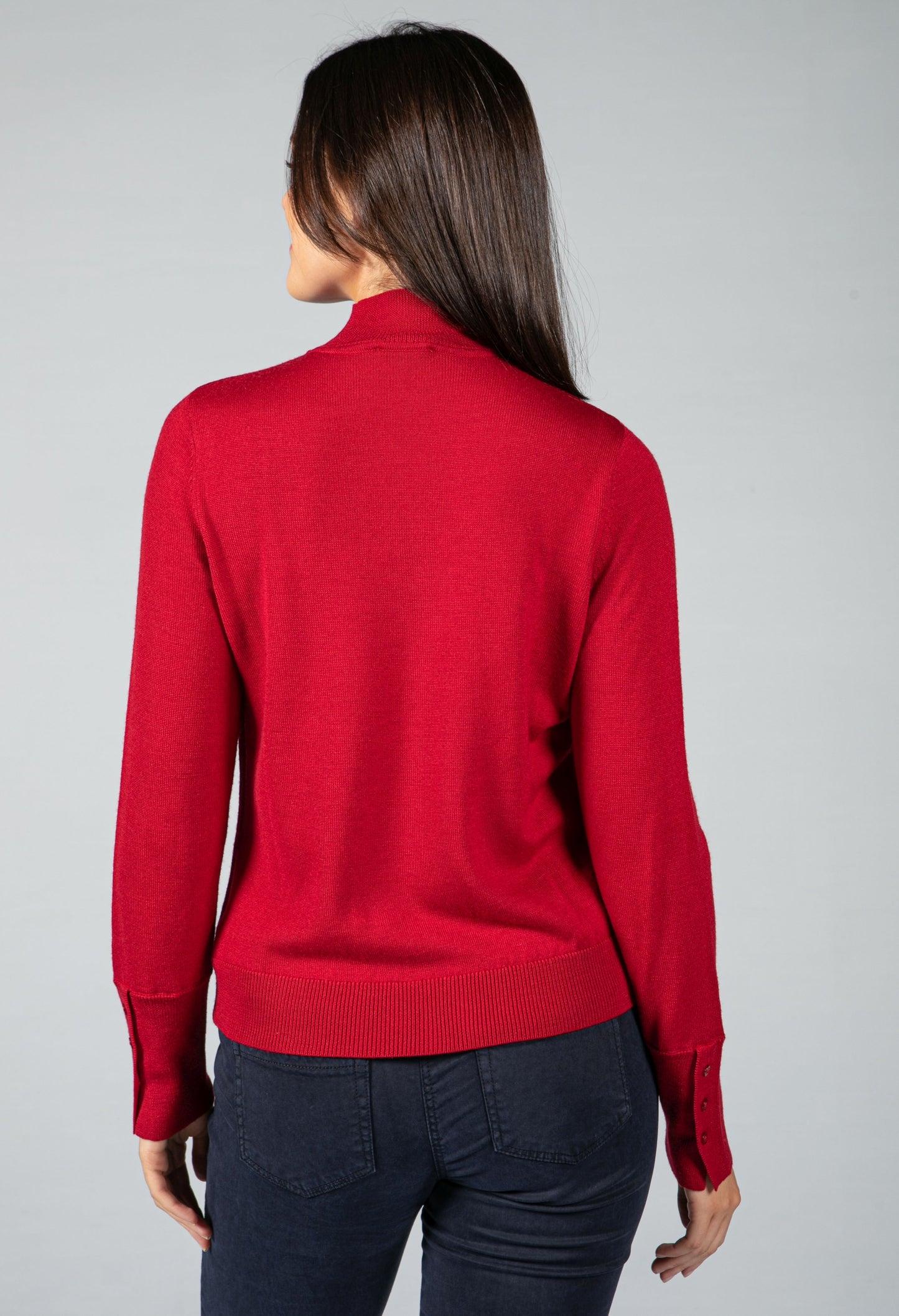 Fine Knit Mock Neck Sweater in Chilli