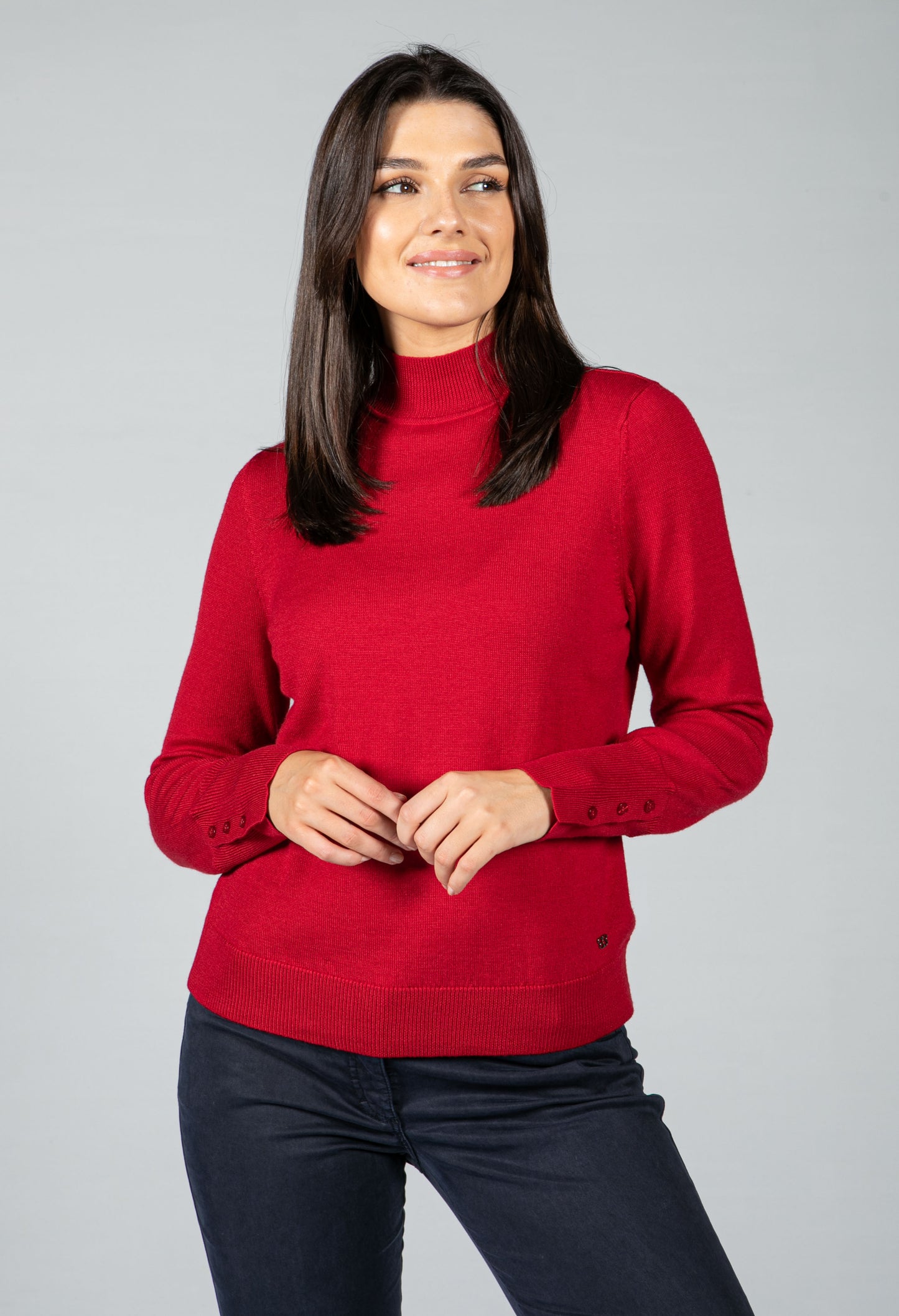 Fine Knit Mock Neck Sweater in Chilli