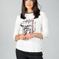 Abstract Print Top in Off-White