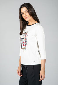 Abstract Print Top in Off-White