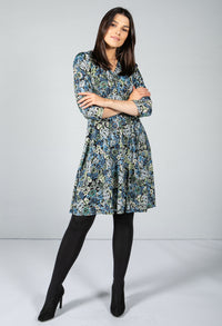 Floral Wrap Dress with Metallic Detail