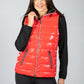 Red Metallic Faux Down Vest