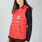 Red Metallic Faux Down Vest