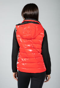 Red Metallic Faux Down Vest