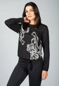 Leopard Detail Long Sleeve Top