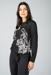 Leopard Detail Long Sleeve Top