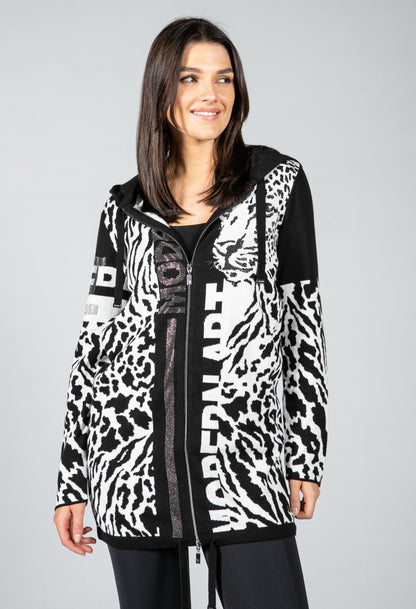 Modern Art Zip Up Cardigan