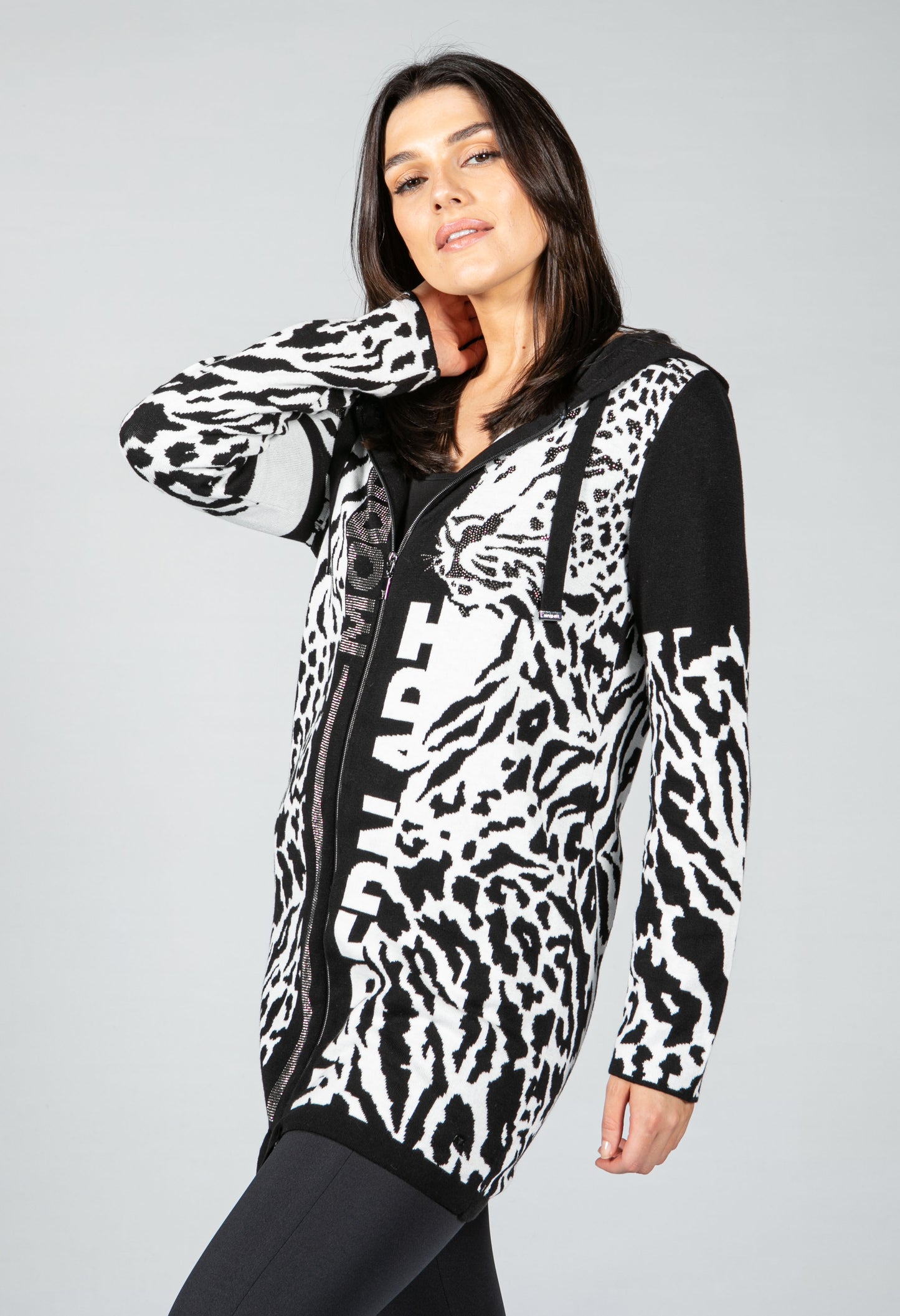 Modern Art Zip Up Cardigan