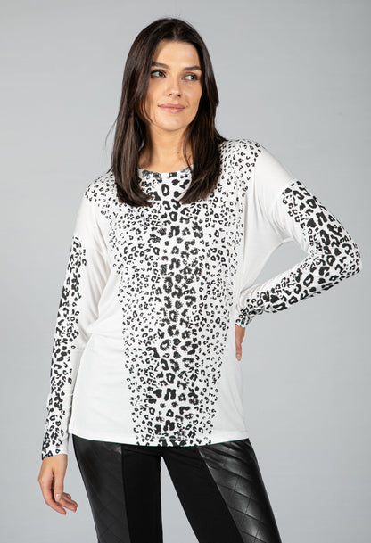 Long sleeve animal print top