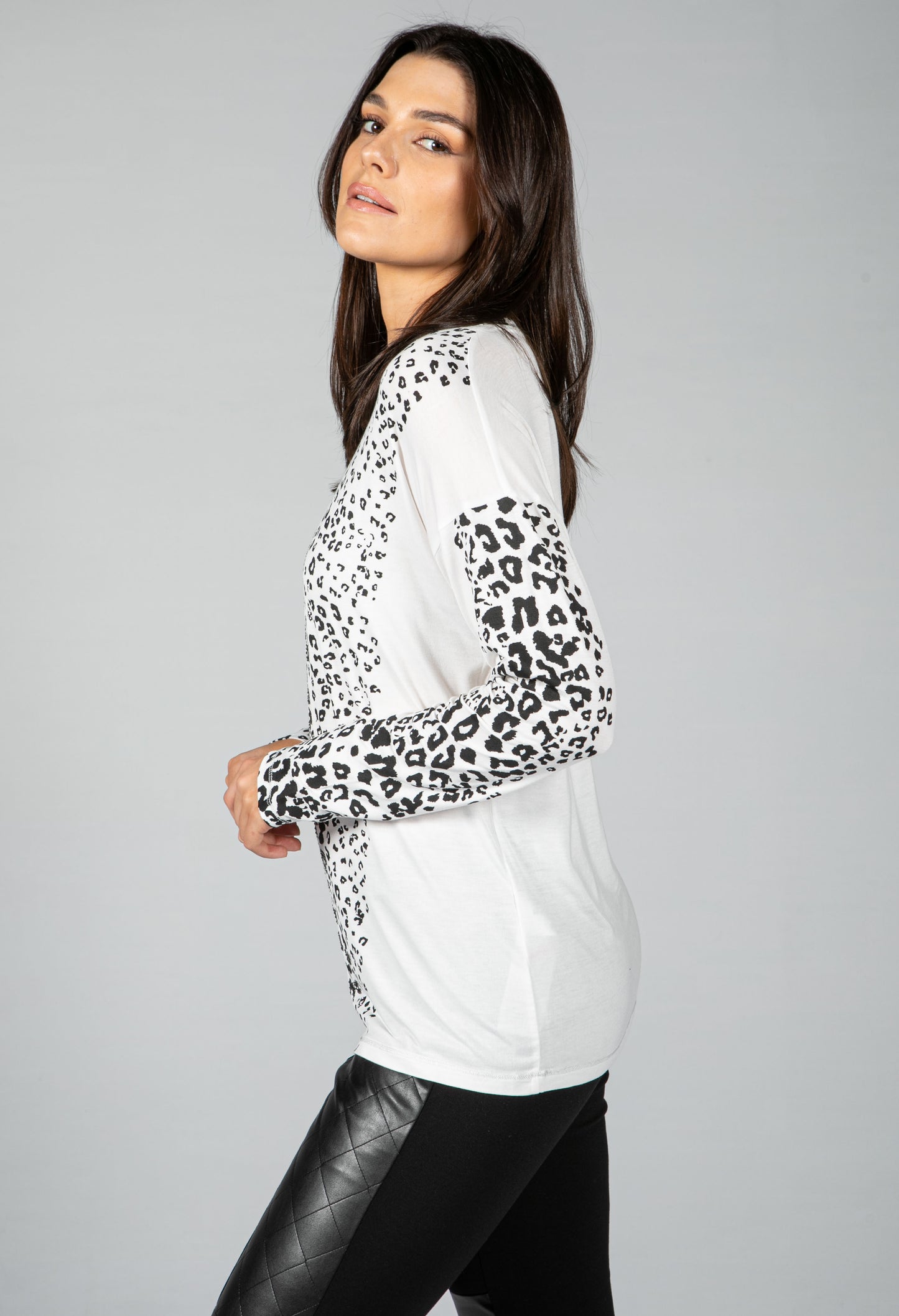 Long sleeve animal print top