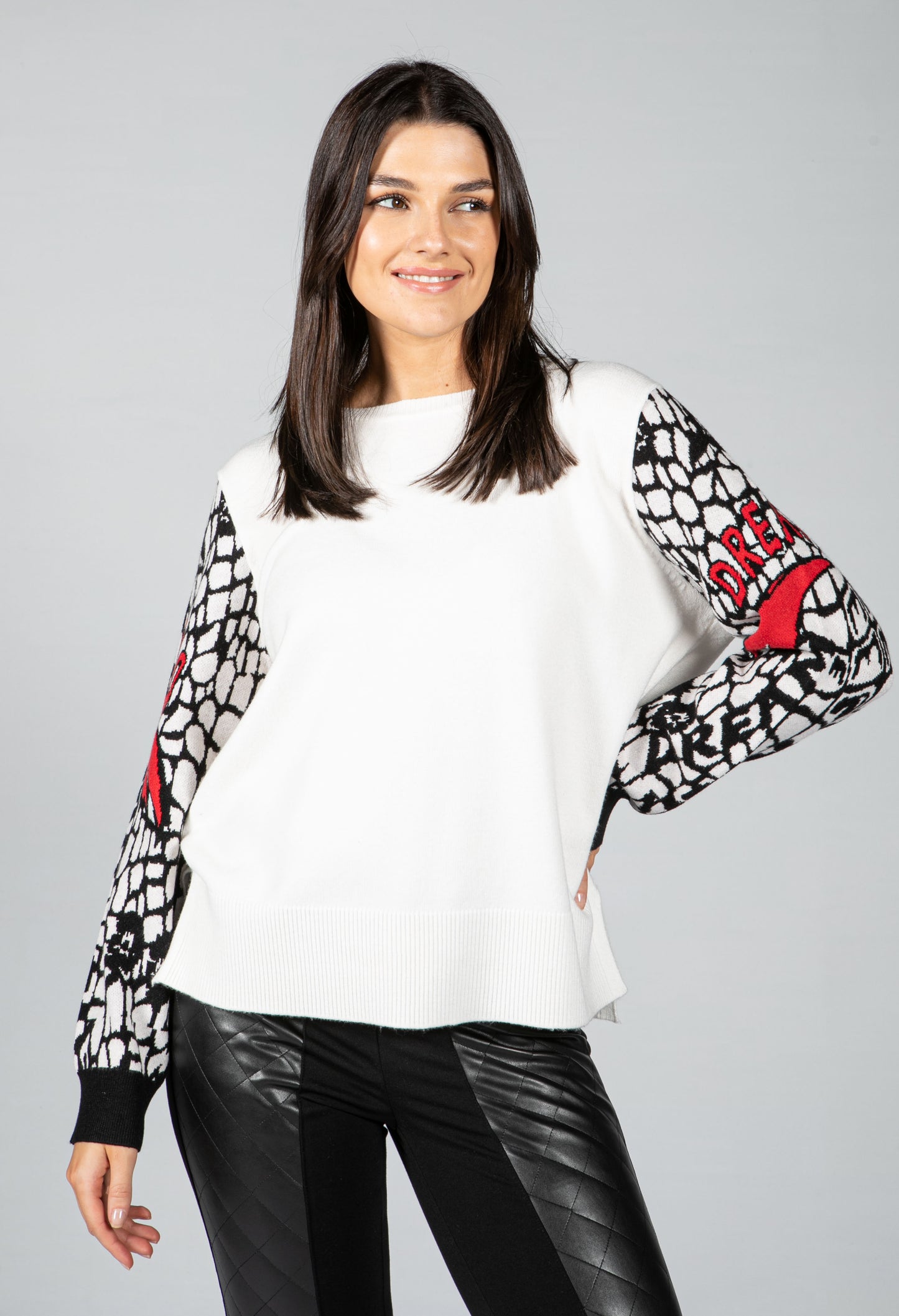 Long Sleeve Knit with Graphic Sleeves