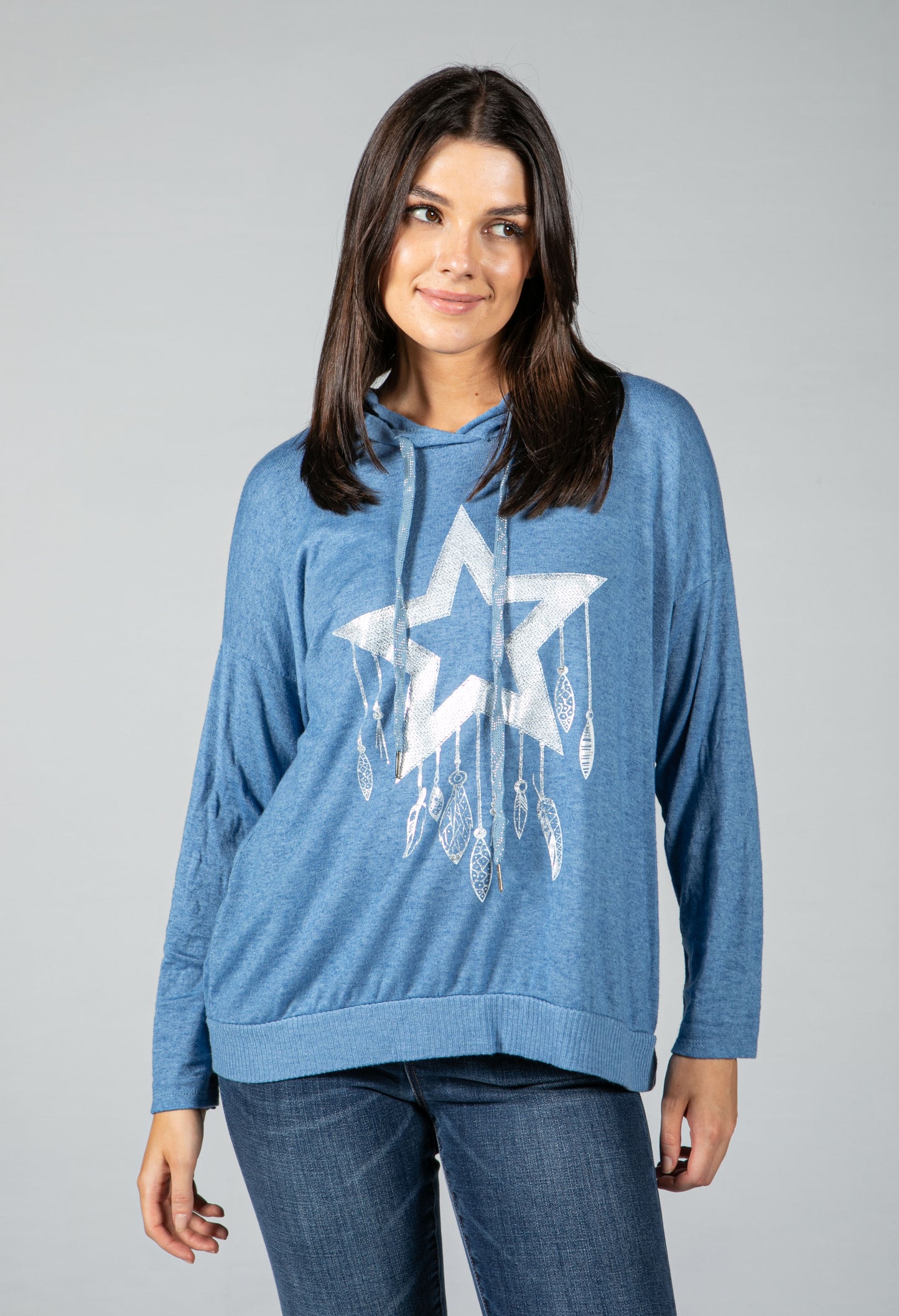 Soft Touch blue star hoodie