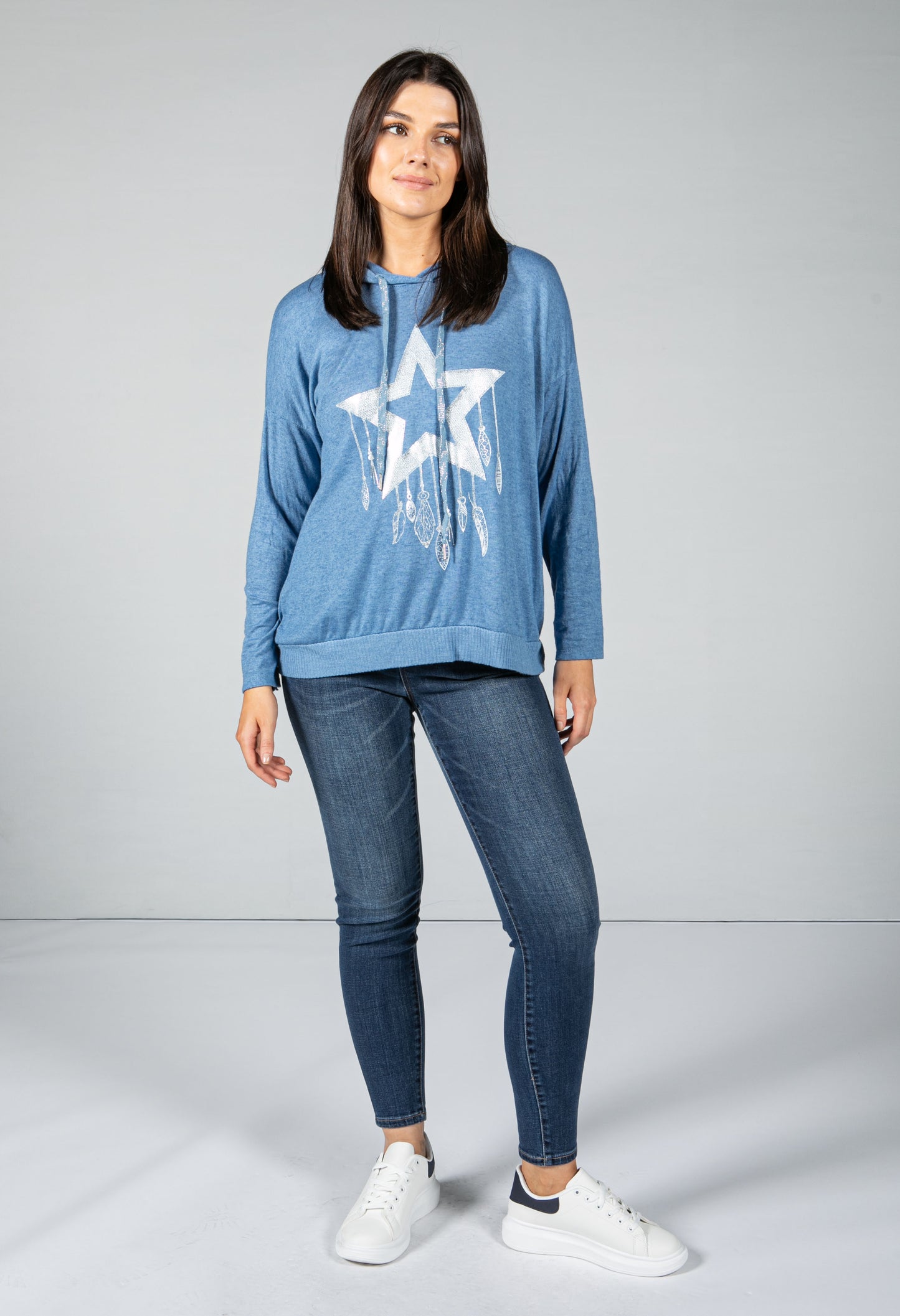 Soft Touch blue star hoodie