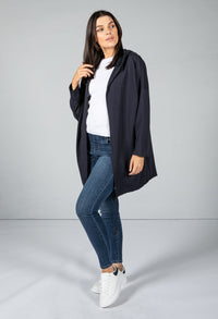 Hooded Open Cardigan in Navy