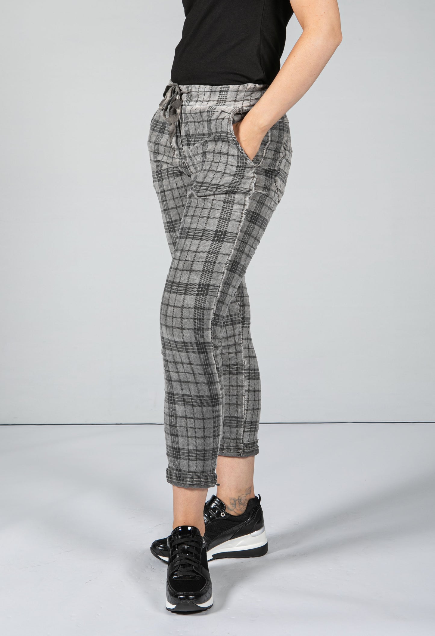 Charcoal Grey Check Trousers