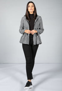 Gingham Tiered Zip Cardigan