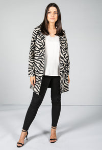 Faux Zebra Print Open midi Jacket