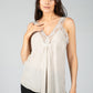 PAMELA SCOTT LACE TRIM CAMI IN SUNFADED BEIGE