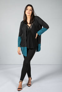 Colour block open cardigan