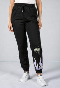 flame decal jogger set in black