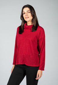 Roll neck knit jumper in wine