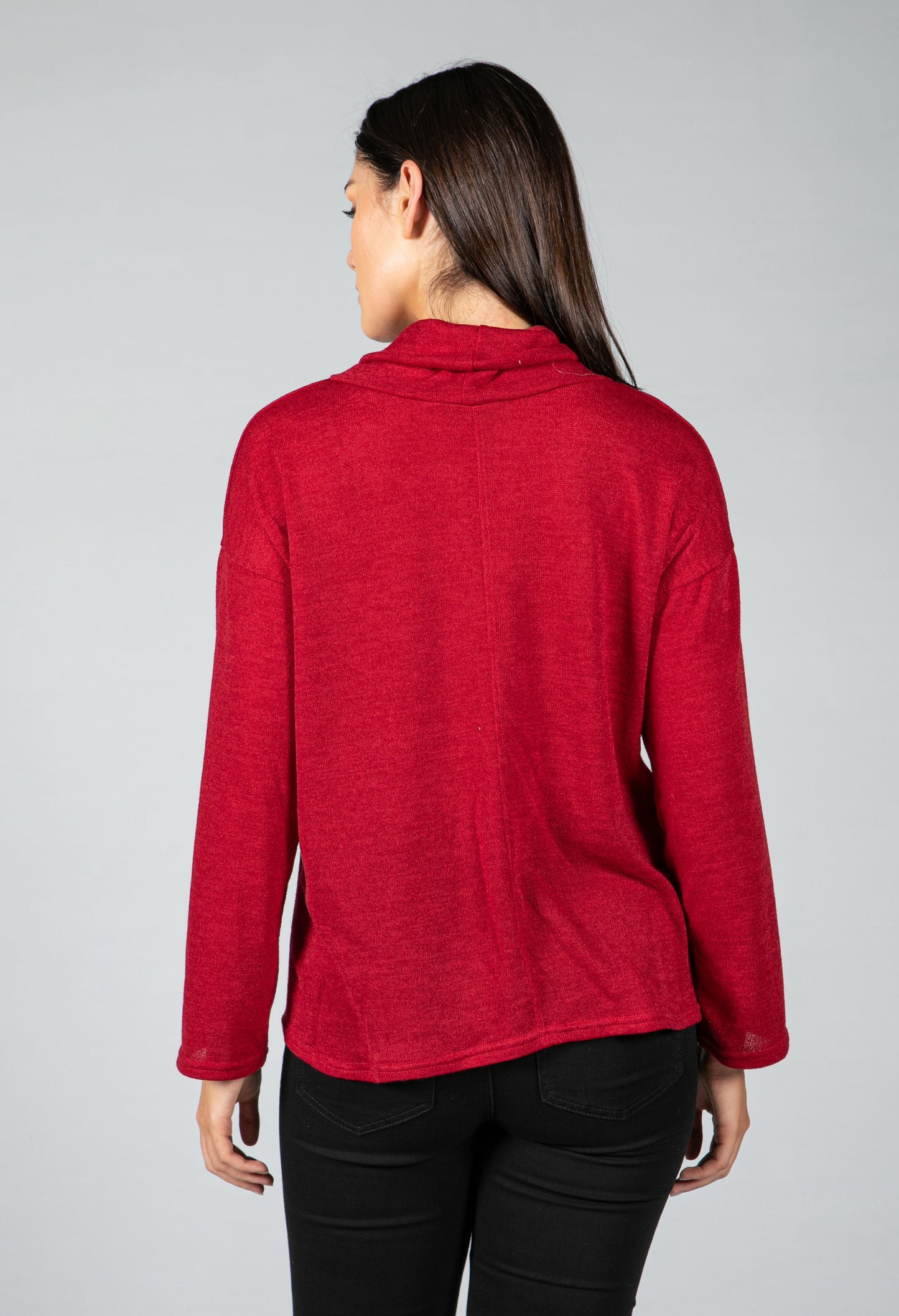 Roll neck knit jumper in wine