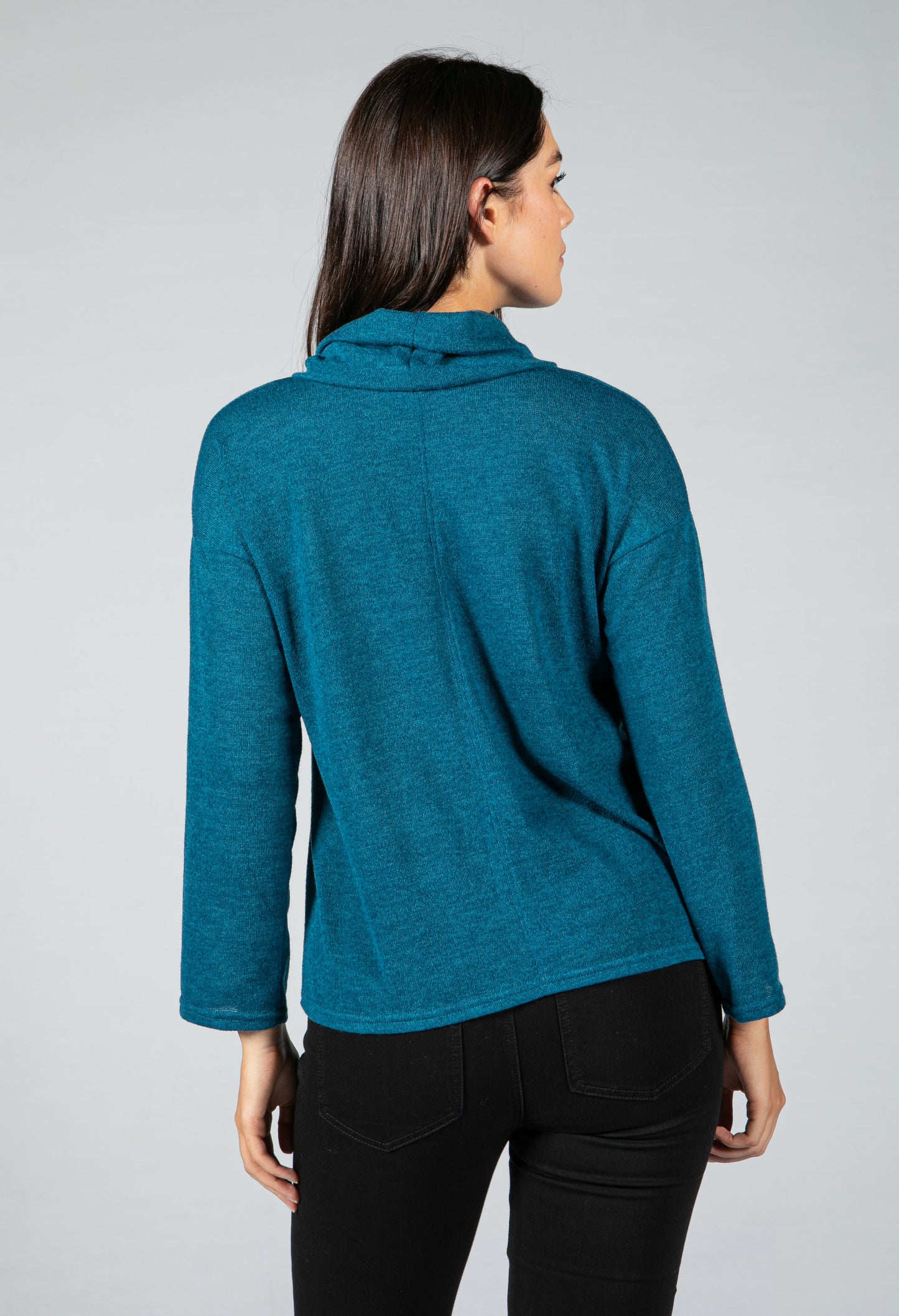 roll neck knit jumper in teal