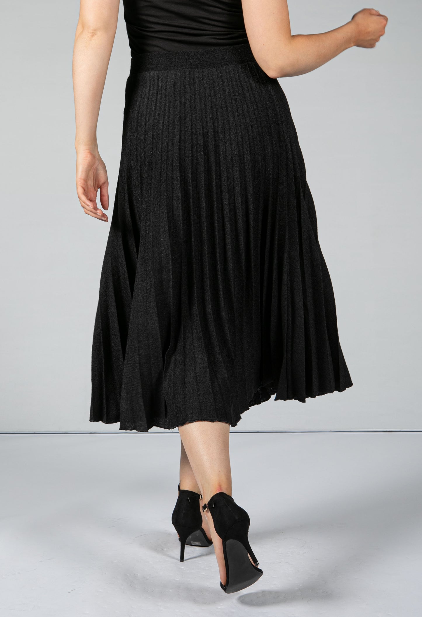 Long Pleated Skirt in Black