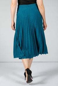 Long Pleated Skirt in Teal