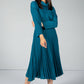 Long Pleated Skirt in Teal