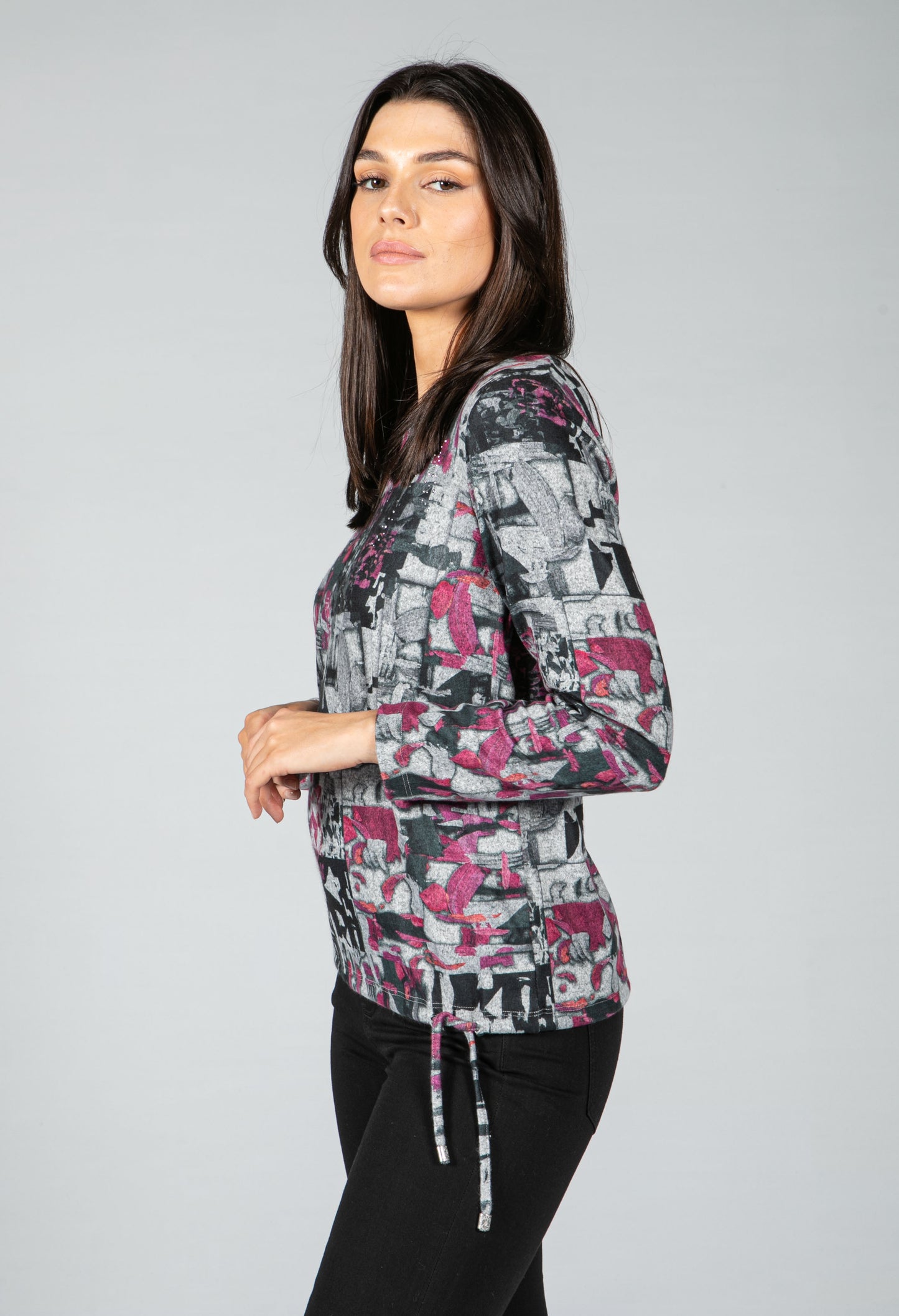 Abstract print long sleeve top