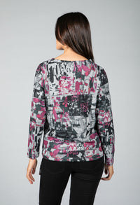 Abstract print long sleeve top