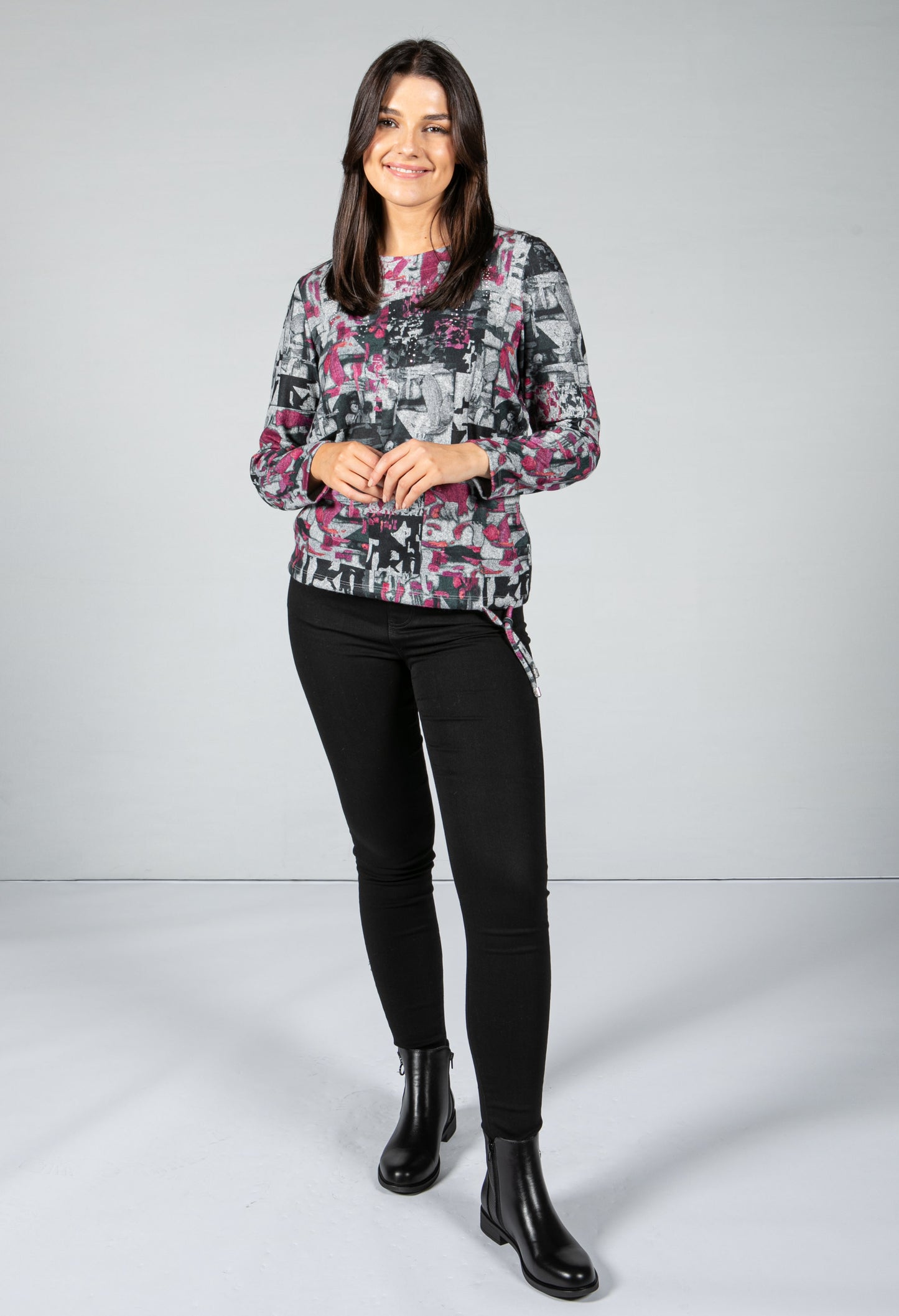 Abstract print long sleeve top