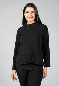 roll neck knit jumper in black