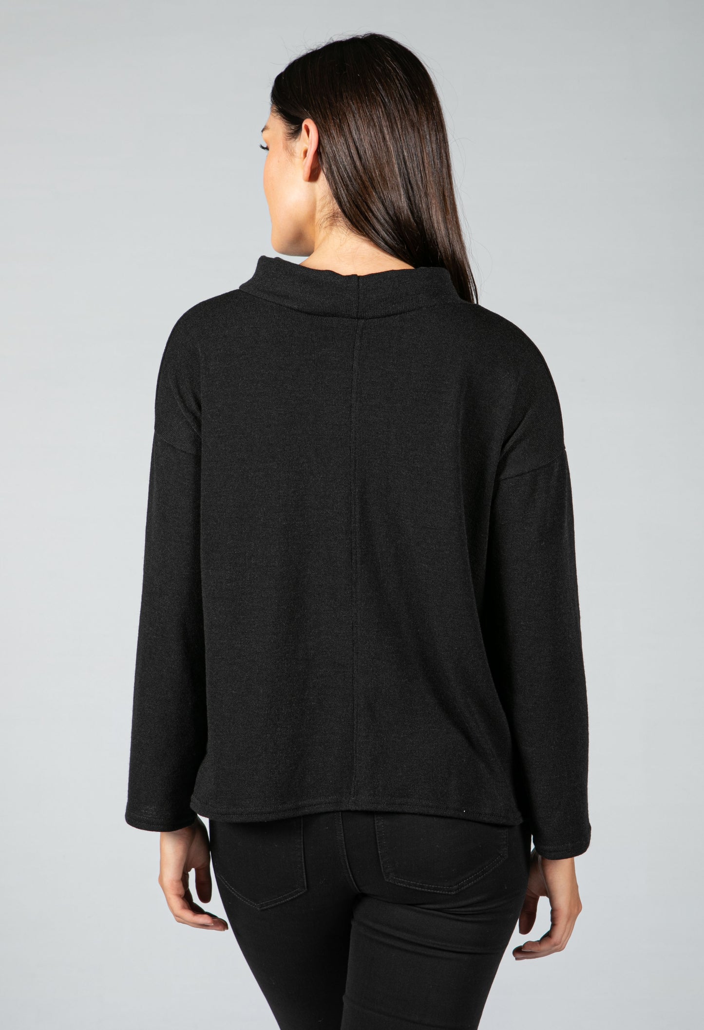 roll neck knit jumper in black